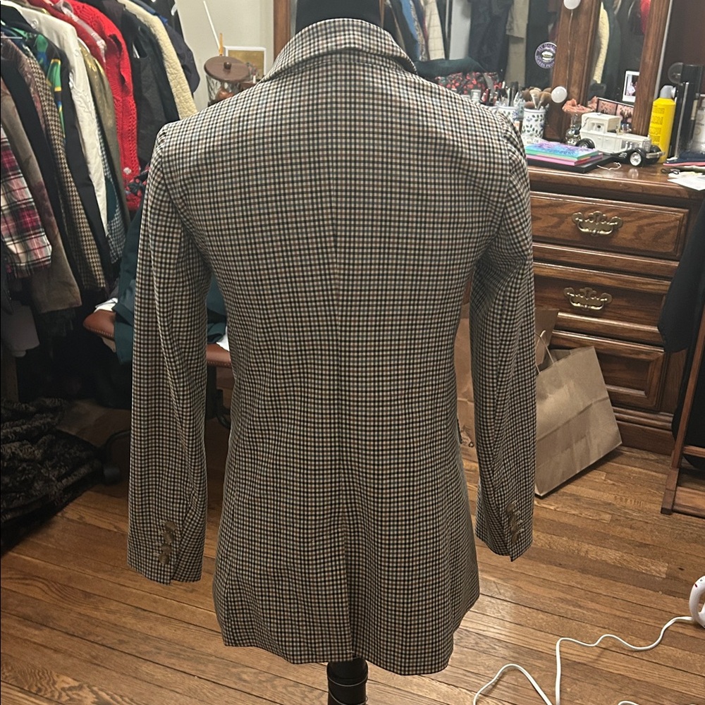Tailored Houndstooth Single-Button Blazer - Neutr… - image 3